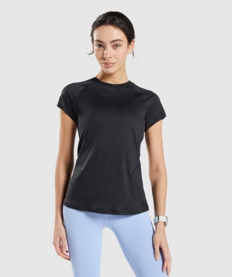 Women's Gymshark Speed T-Shirts Black | NZ 8TMDSP